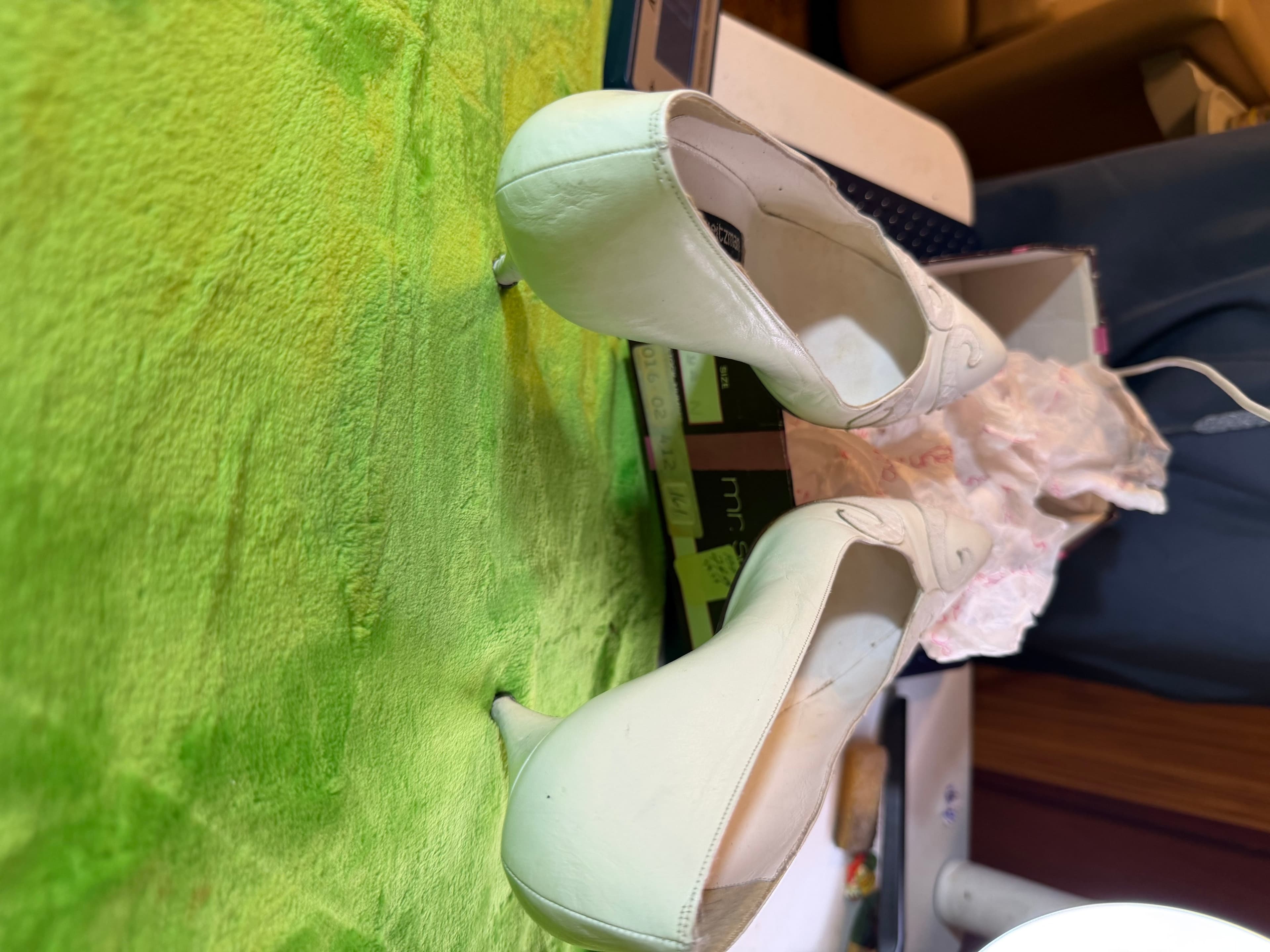 Vtg Stuart Weitzman Mr Seymour Ivory Leather Pumps Sz 9.5N - Thumbnail 6
