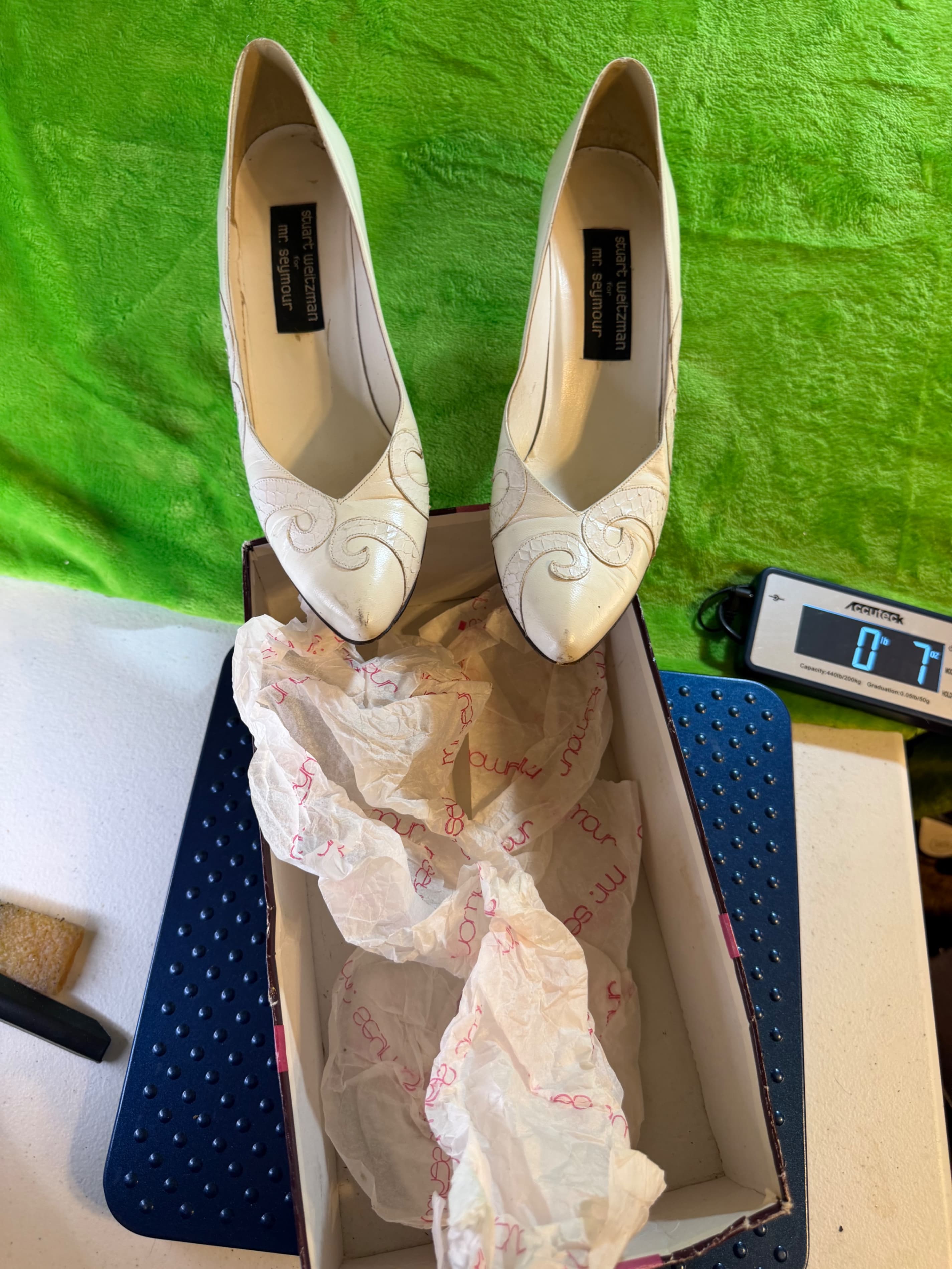 Vtg Stuart Weitzman Mr Seymour Ivory Leather Pumps Sz 9.5N