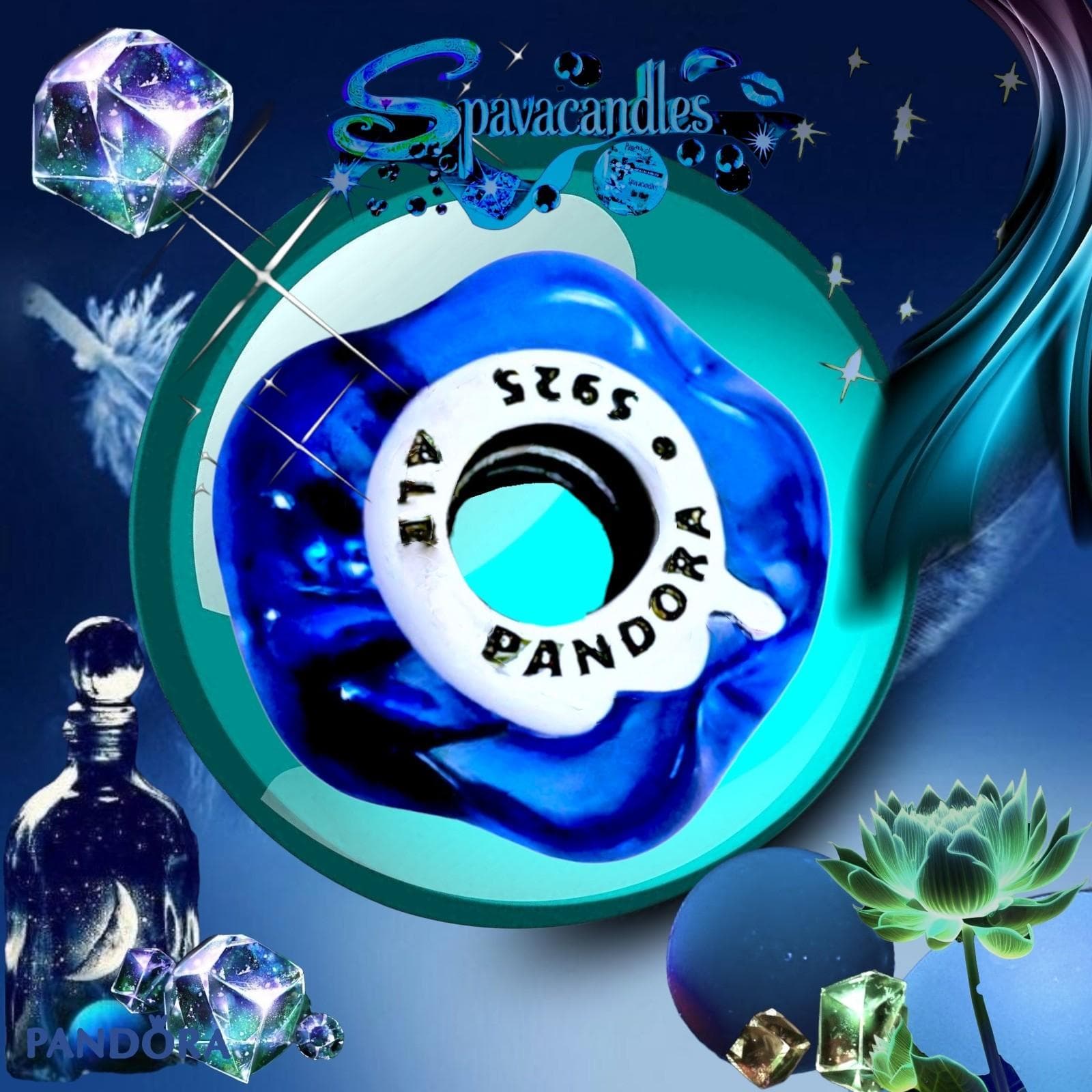Pandora charm is a very rare find, featuring a wavy blue Murano glass - Thumbnail 8