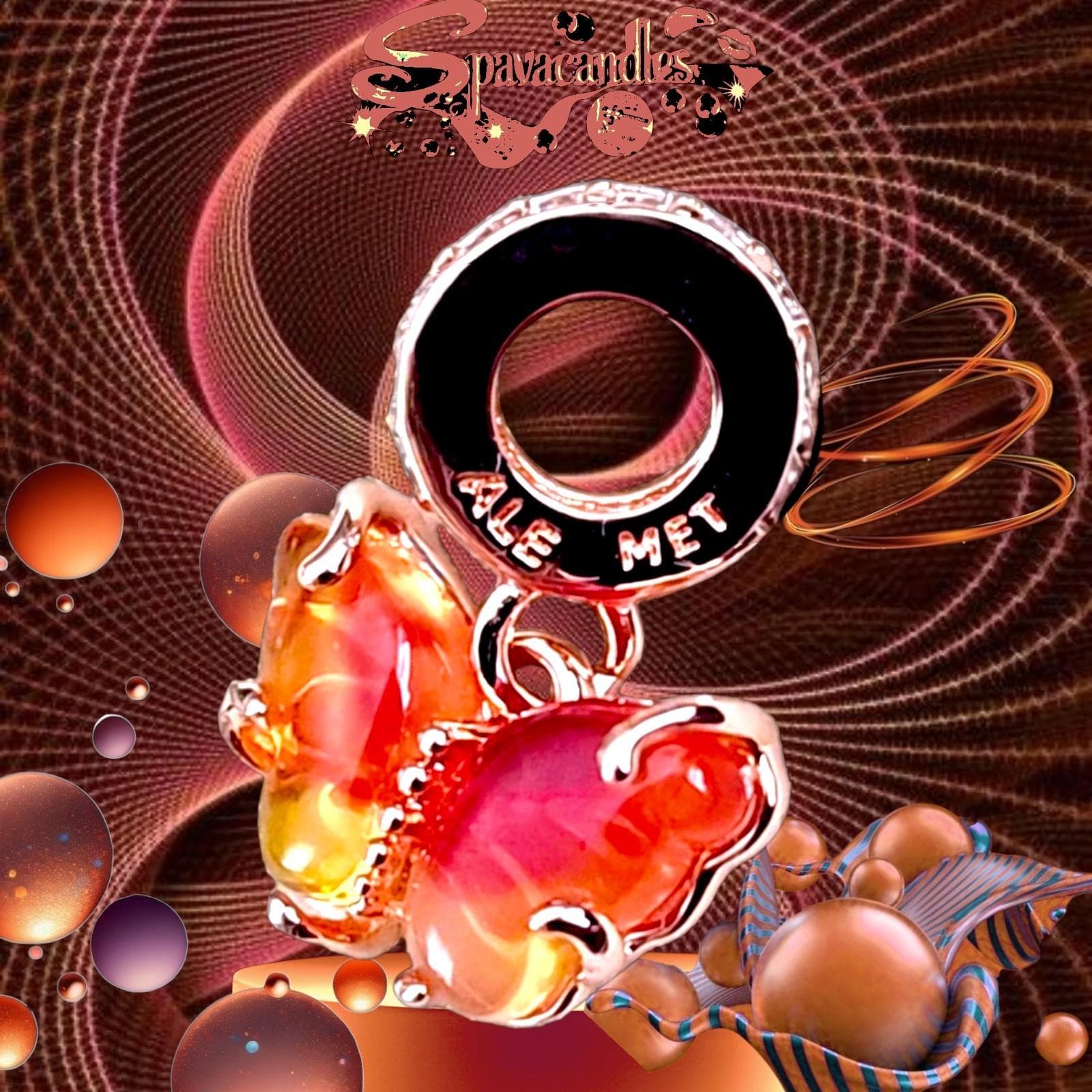 PANDORA Pink & Yellow Murano Glass Butterfly Charm features a slide closure and is made of 14k Rose Gold plated - Thumbnail 2