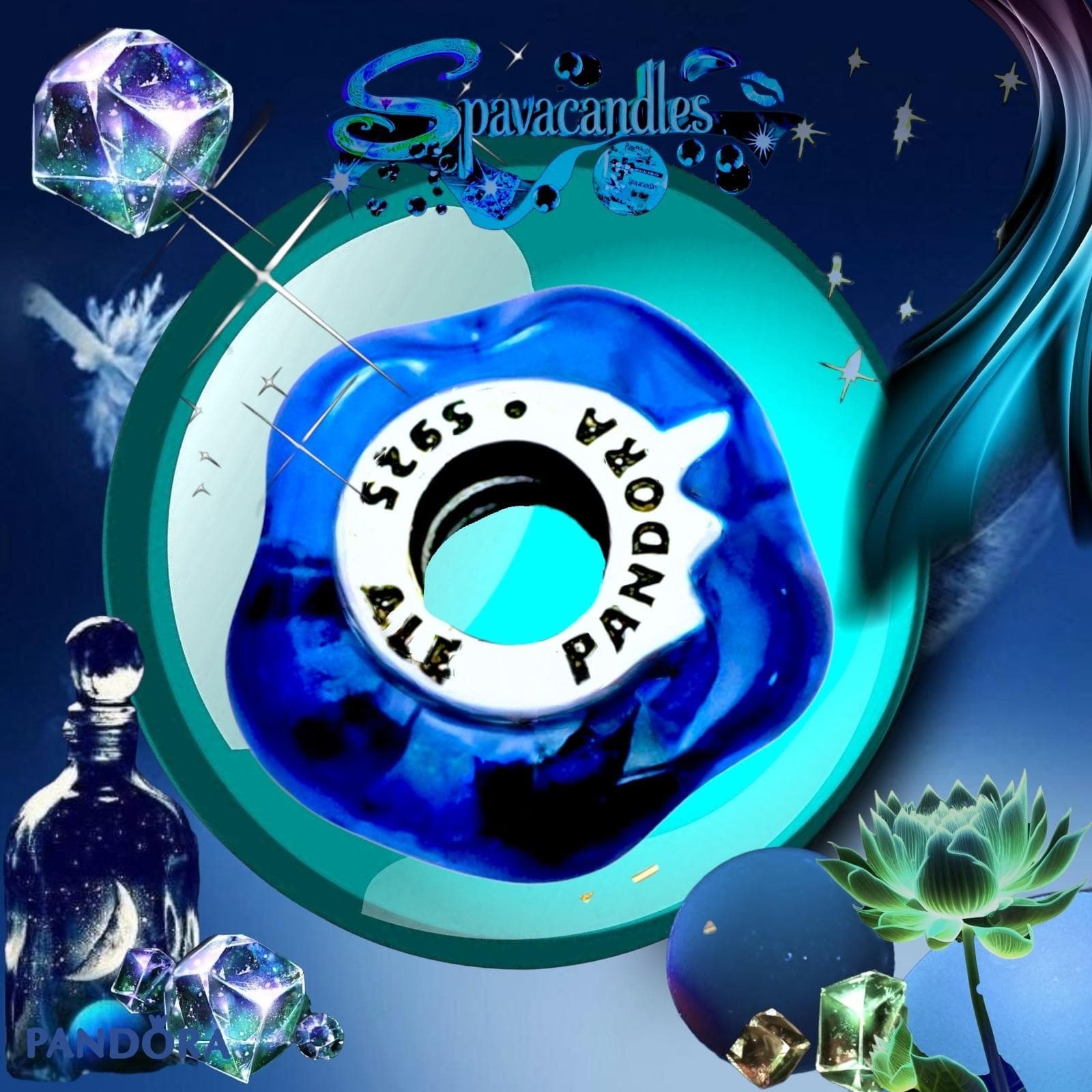 Pandora charm is a very rare find, featuring a wavy blue Murano glass - Thumbnail 9