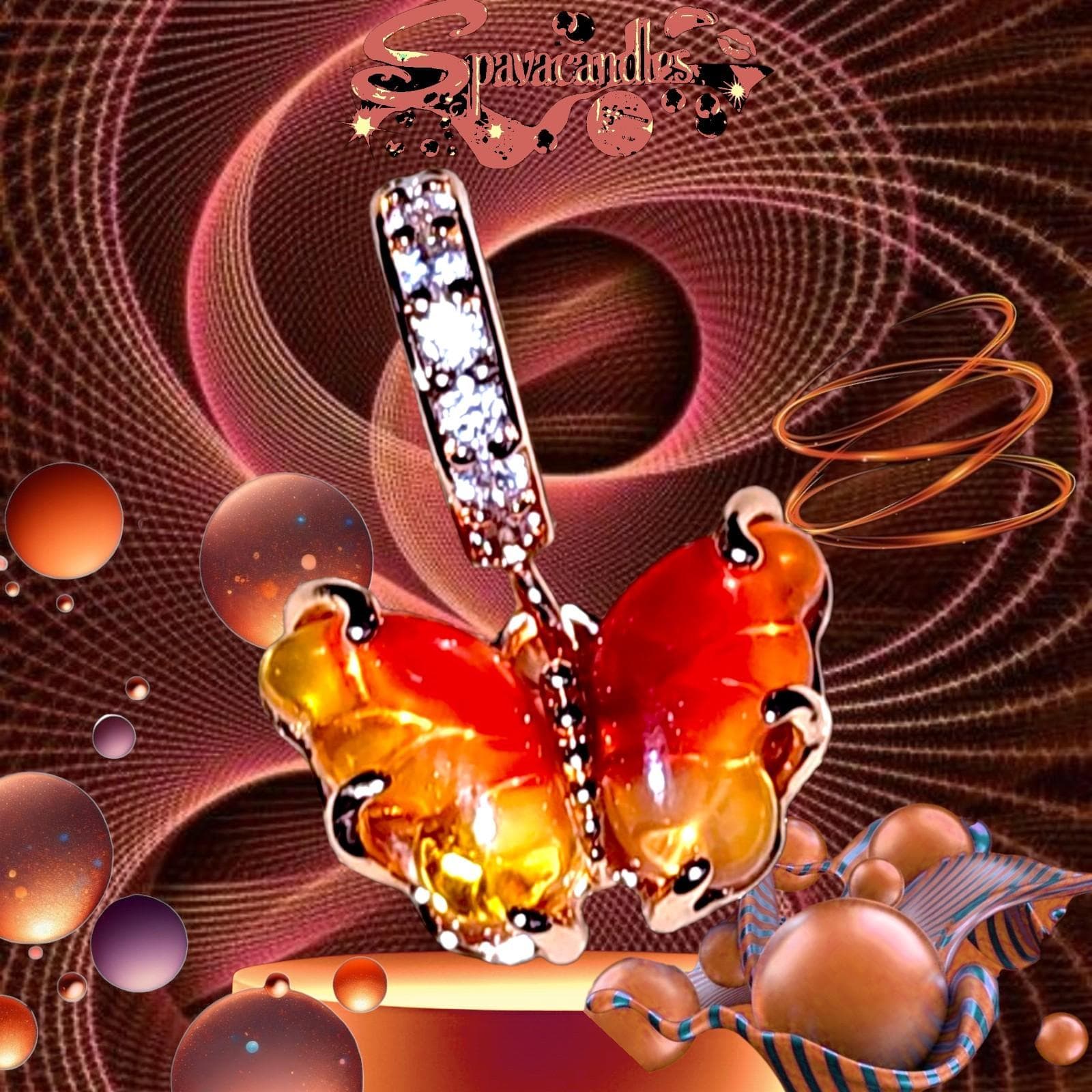 PANDORA Pink & Yellow Murano Glass Butterfly Charm features a slide closure and is made of 14k Rose Gold plated - Thumbnail 5