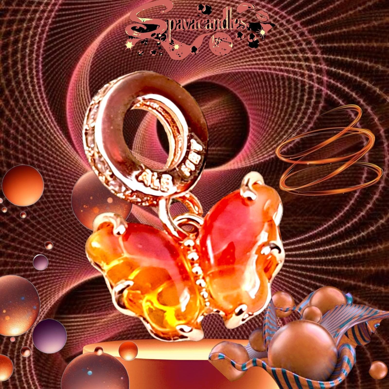 PANDORA Pink & Yellow Murano Glass Butterfly Charm features a slide closure and is made of 14k Rose Gold plated - Thumbnail 4