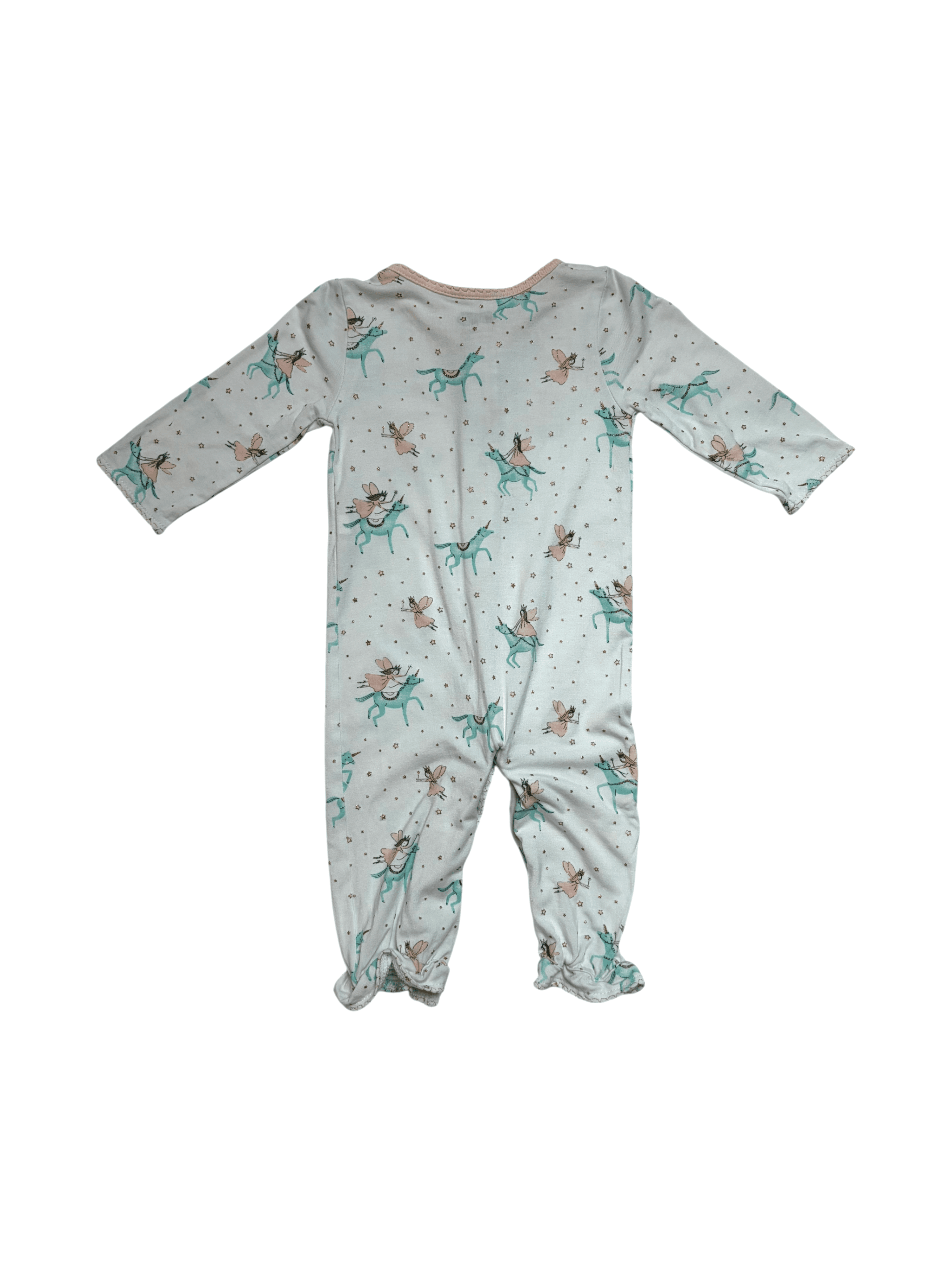 Mudpie girls 0-3 months Baby Convertible Romper/Gown Unicorn Fairy Print - Thumbnail 2