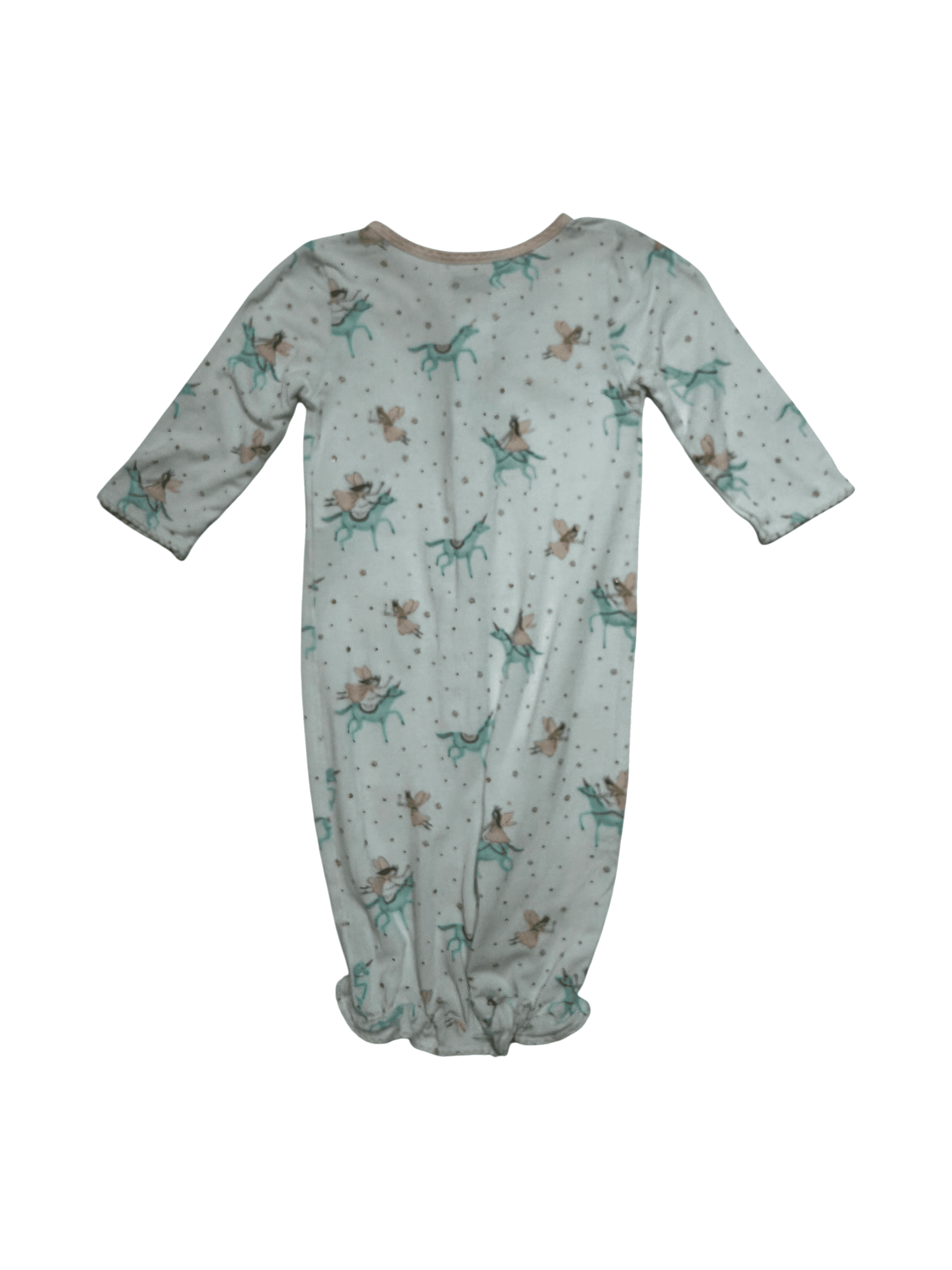 Mudpie girls 0-3 months Baby Convertible Romper/Gown Unicorn Fairy Print - Thumbnail 3