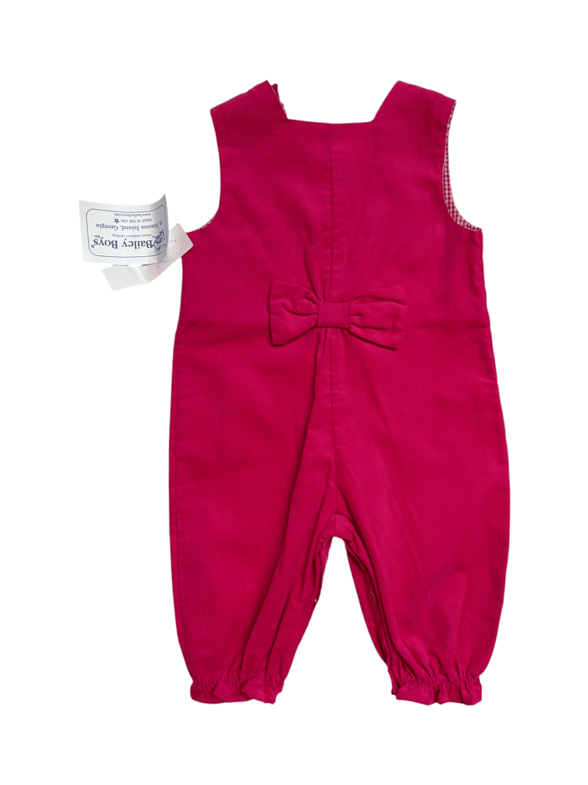 Bailey Boys size 3 months Pink Corduroy Overalls with Bow Detail NWT - Thumbnail 2