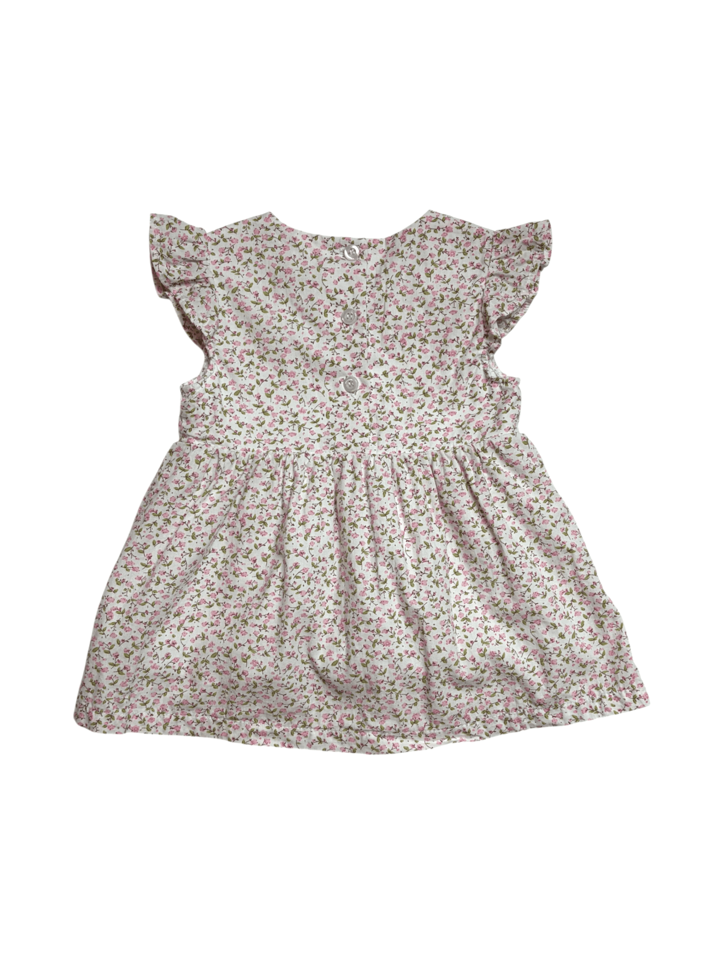 Classic Whimsy size 12 months "T" embroidered dress with Ruffled Sleeves - Thumbnail 2