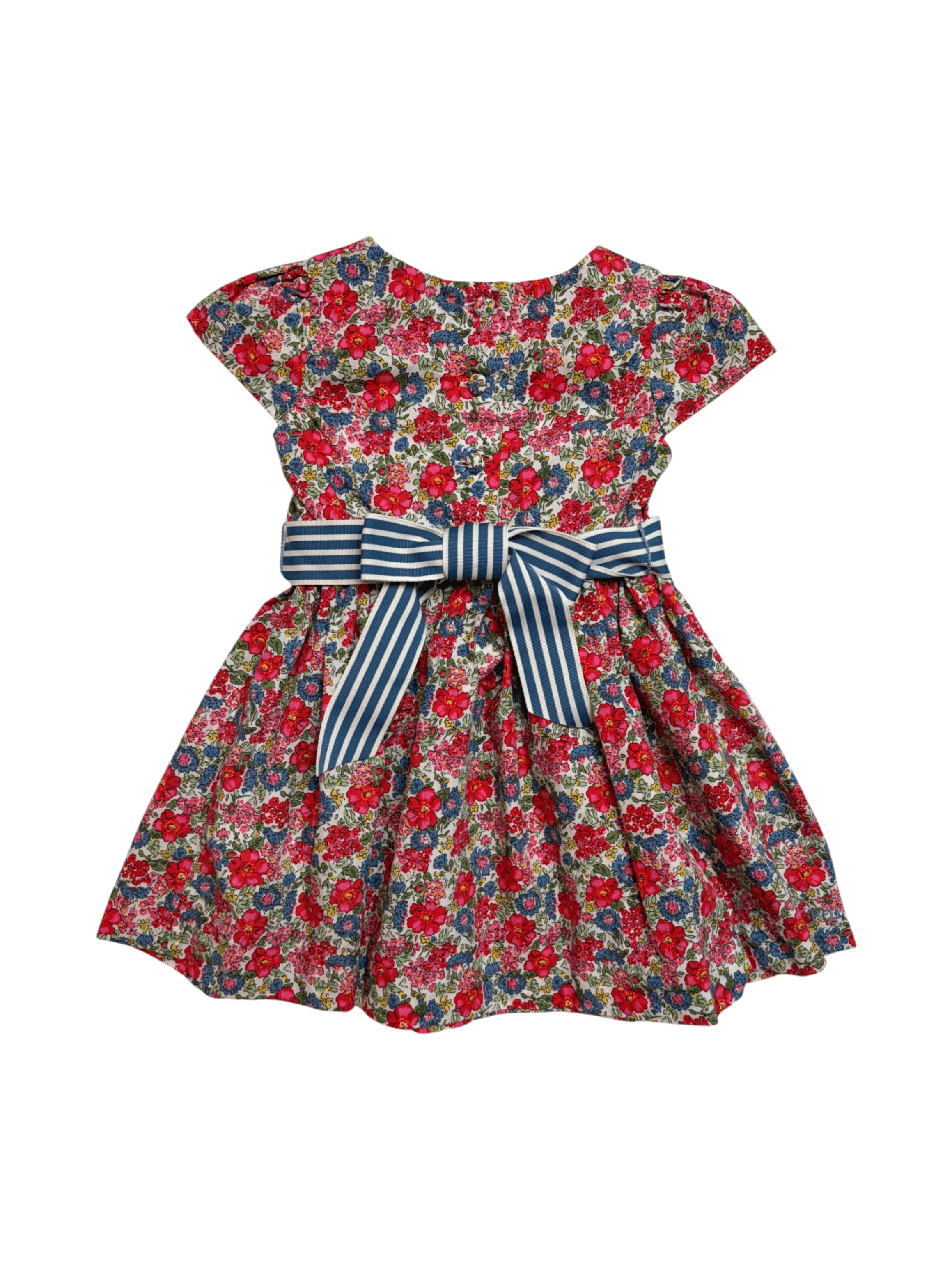 Ralph Lauren size 9 months Floral Girls Dress with Striped Bow - Thumbnail 2