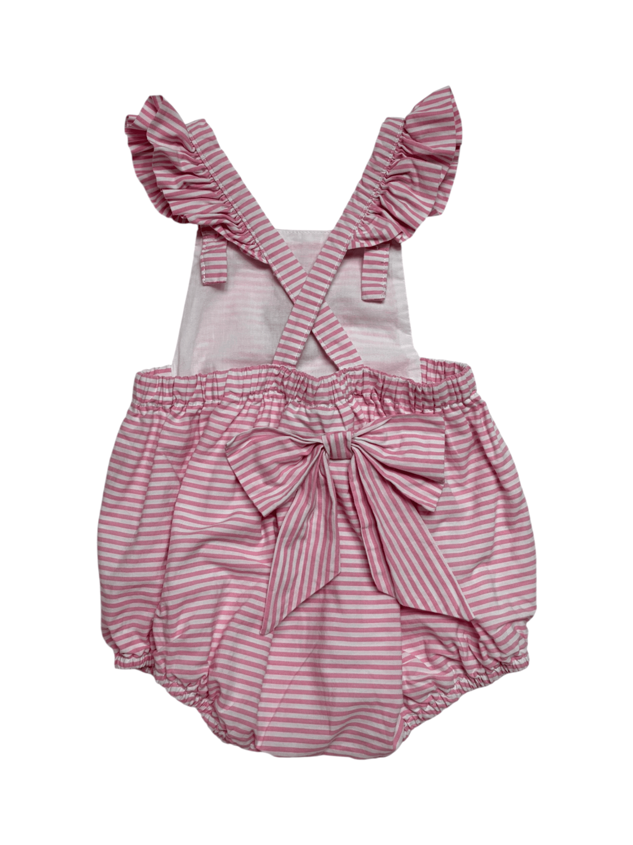 Lil Cactus size 18-24 months Pink Striped Baby Romper with Cupcake Embroidery - Thumbnail 2