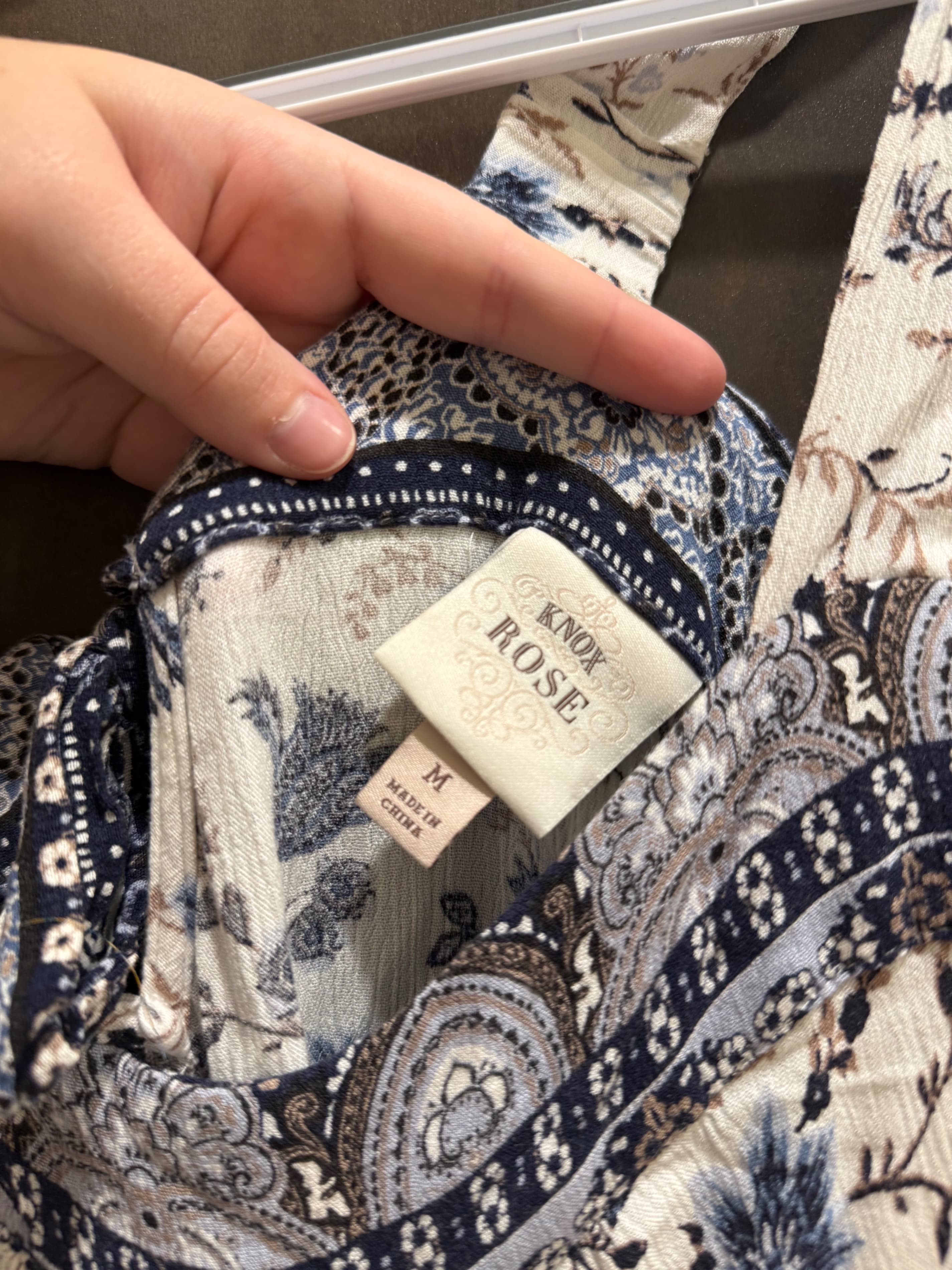 Knox Rose Floral Boho Maxi Dress with Blue and White Print Size M - Thumbnail 3