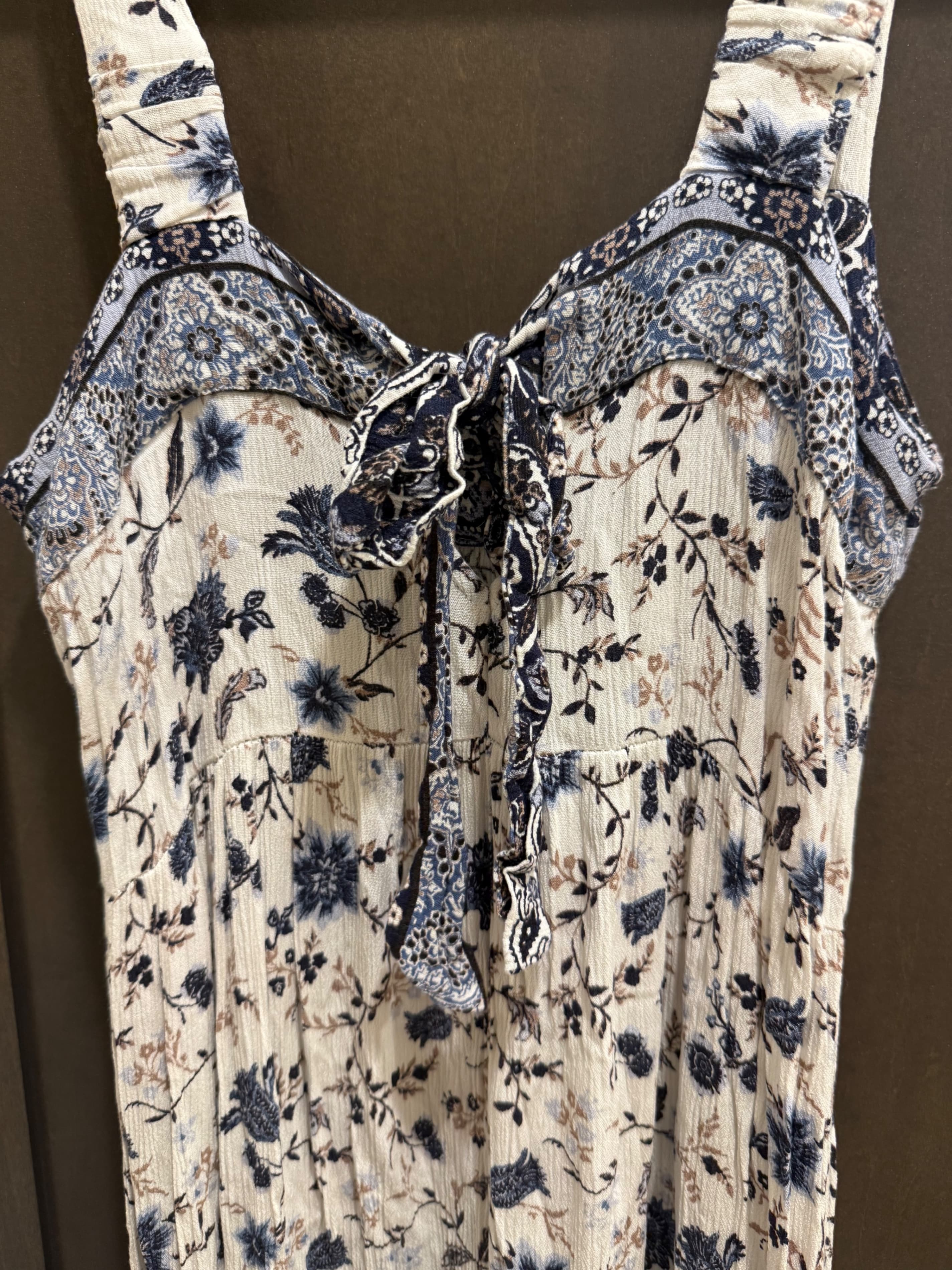 Knox Rose Floral Boho Maxi Dress with Blue and White Print Size M - Thumbnail 4