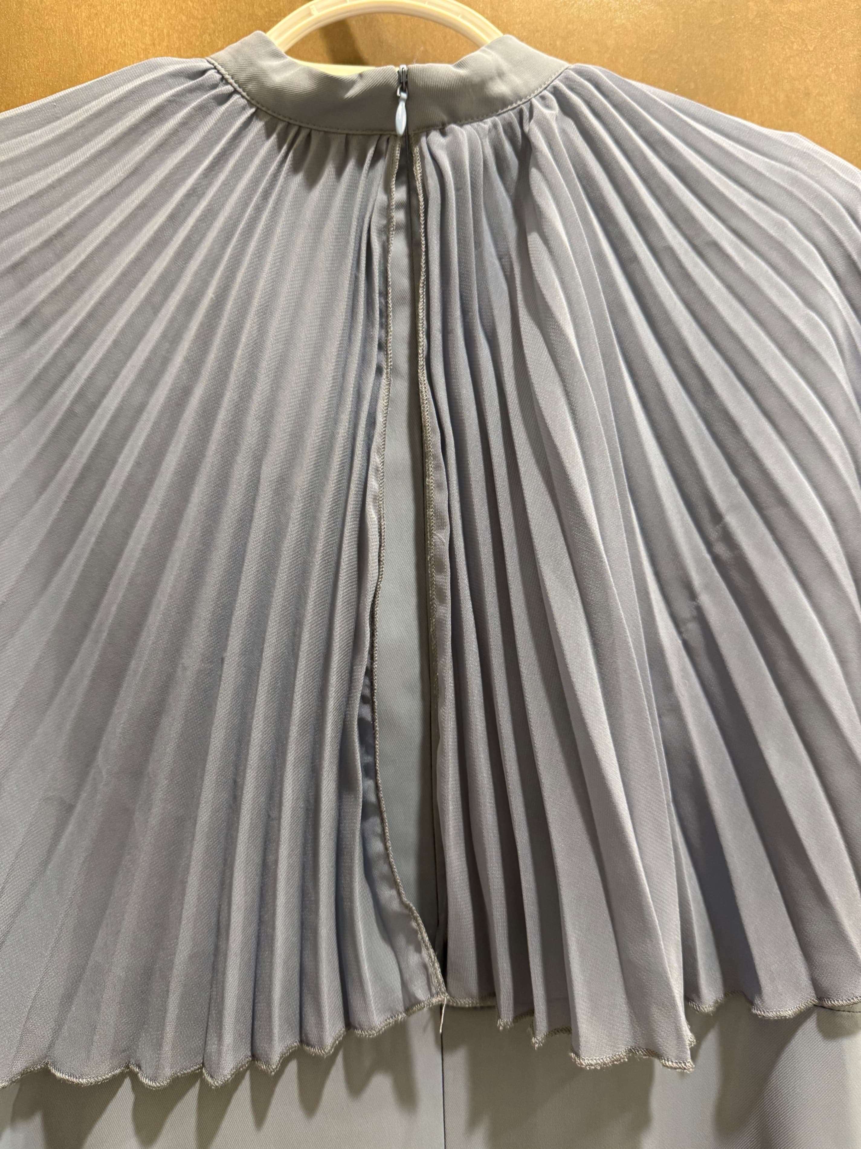 Shein Blue Pleated Cape Dress Size 4 - Thumbnail 6