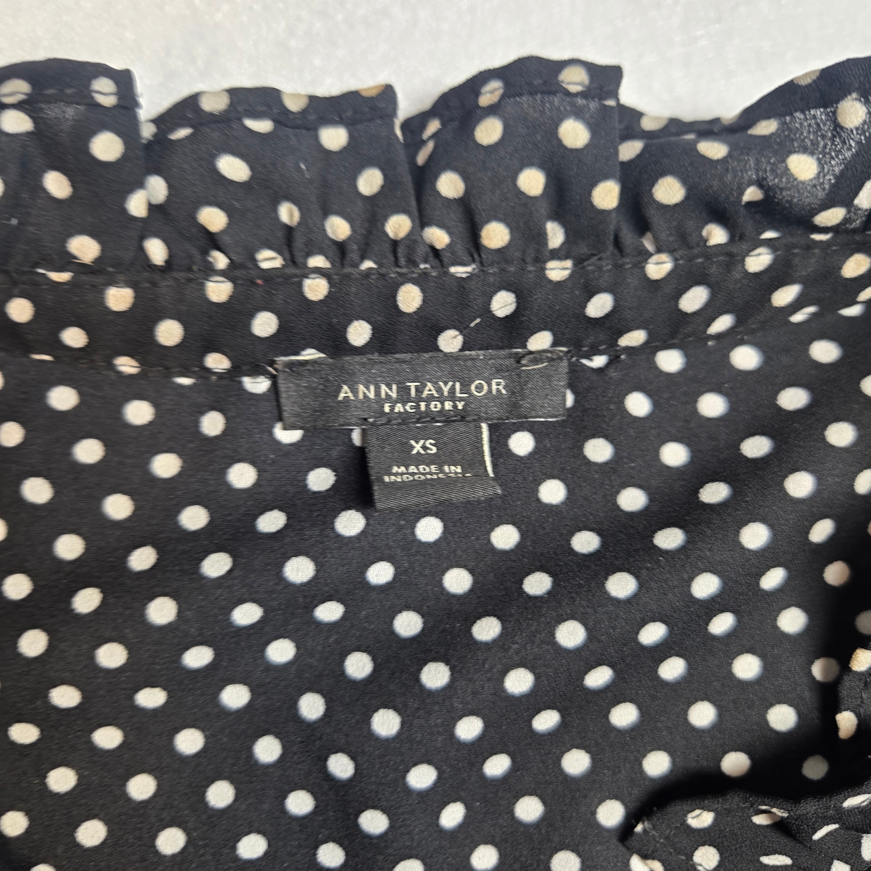 Ann Taylor Polka Dot Ruffle Blouse - Thumbnail 4