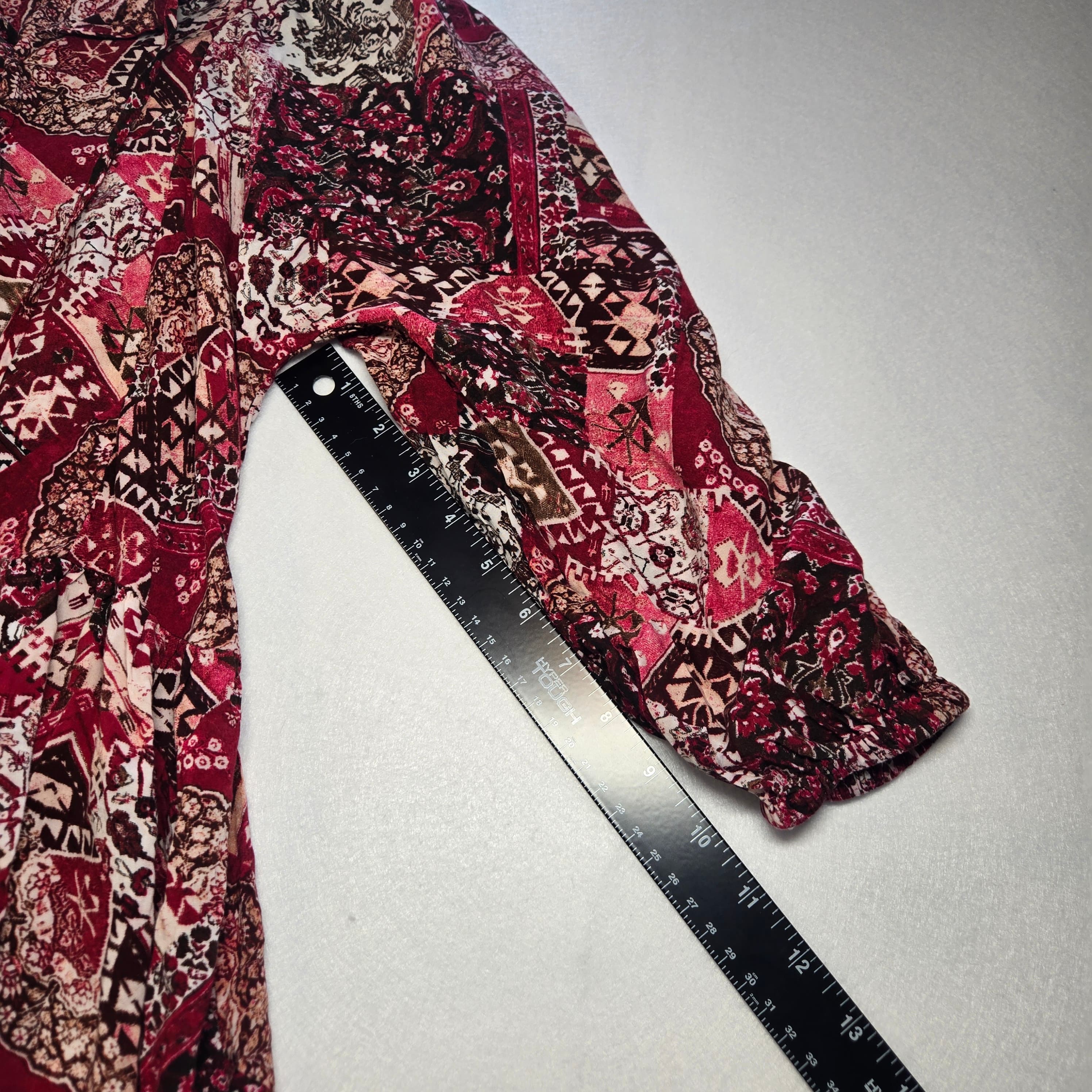 Calvin Klein Bohemian Long Sleeve Patchwork Dress Size 2 - Thumbnail 2