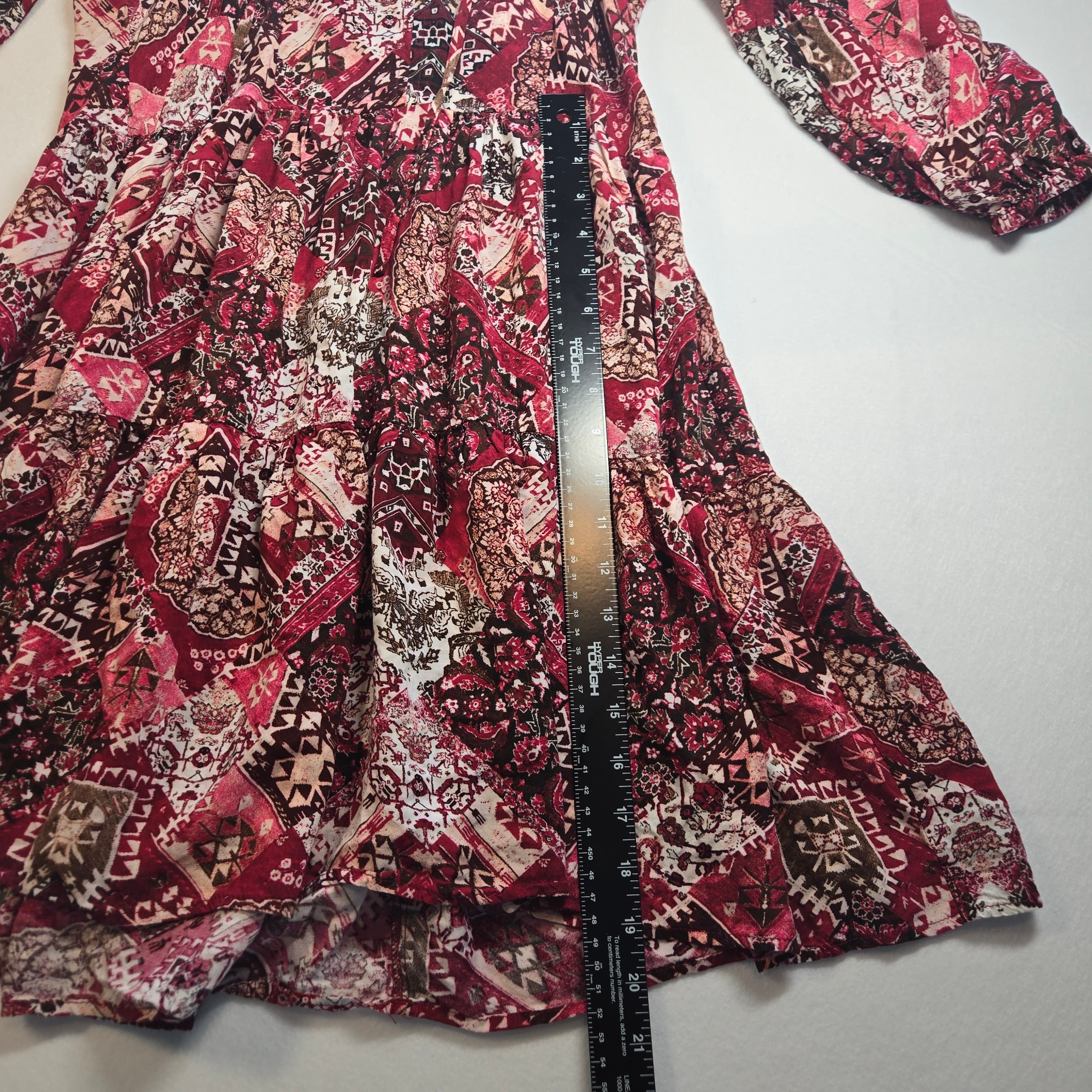 Calvin Klein Bohemian Long Sleeve Patchwork Dress Size 2 - Thumbnail 3