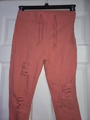 Ling Collection Pink Size Large Women's Stretchy Pants Elastic Waist Pockets - Thumbnail 3