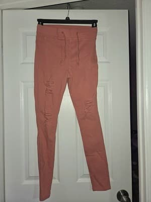 Ling Collection Pink Size Large Women's Stretchy Pants Elastic Waist Pockets - Thumbnail 4