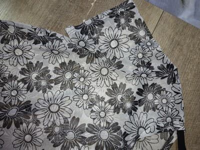Semi Sweet Size Large Shear Blouse Top Short Sleeve Black White Geometric Print - Thumbnail 6