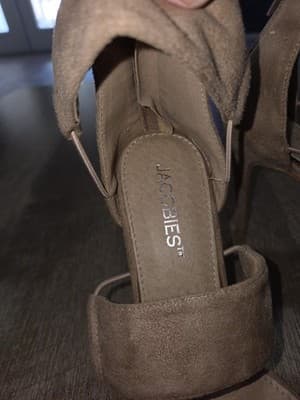 Jacobies Women's Tan Suede High Heel Sandals - Thumbnail 2