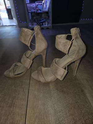 Jacobies Women's Tan Suede High Heel Sandals - Thumbnail 5