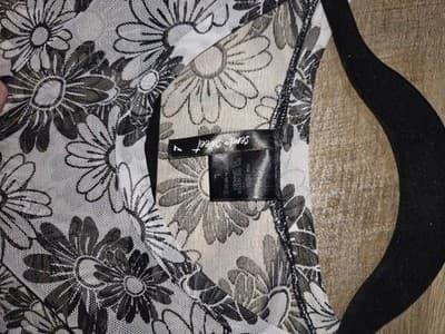 Semi Sweet Size Large Shear Blouse Top Short Sleeve Black White Geometric Print - Thumbnail 5