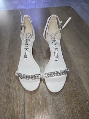 Calvin Klein White Embellished Strap Sandals - Thumbnail 3