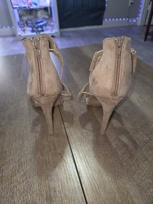 Jacobies Women's Tan Suede High Heel Sandals - Thumbnail 6