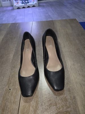 Alfani Black Leather Square Toe Pumps - Thumbnail 4