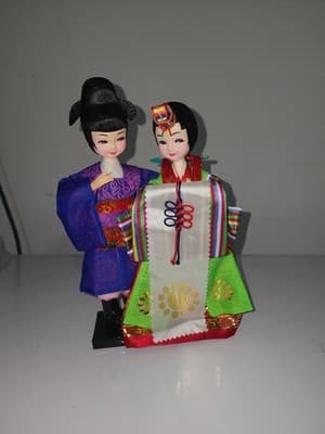 Vintage Japanese Wedding Dolls in Traditional Attire