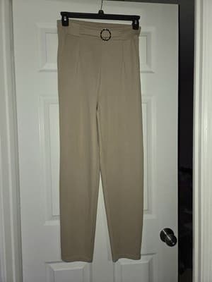 LOFT Women’s Wide Leg Drawstring Pants Beige Pockets Elastic Waist Size L NWT - Thumbnail 2