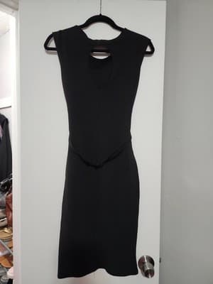 Ellen Tracy Black Sleeveless Sheath Dress with Belt