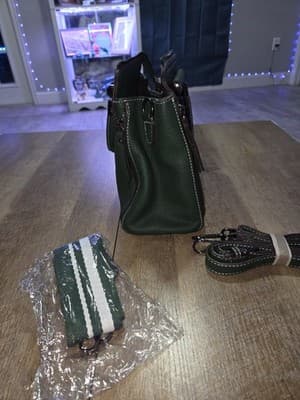 Homme and Femme Leather Cross Body Bag Women's Green with Gold Hardware - Thumbnail 6