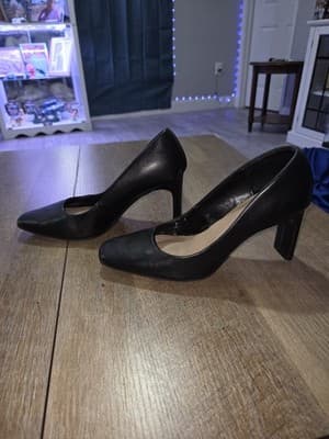 Alfani Black Leather Square Toe Pumps - Thumbnail 2