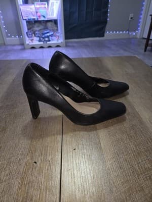 Alfani Black Leather Square Toe Pumps