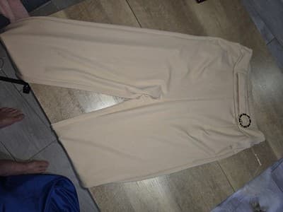 LOFT Women’s Wide Leg Drawstring Pants Beige Pockets Elastic Waist Size L NWT - Thumbnail 6