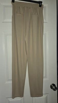 LOFT Women’s Wide Leg Drawstring Pants Beige Pockets Elastic Waist Size L NWT - Thumbnail 4