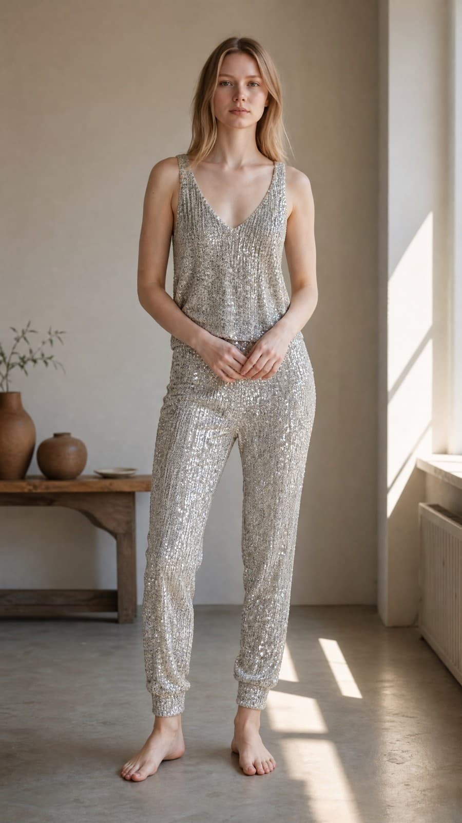 Cable & Gauge Women's Sequined Matching Top and Bottom Set Size Large NWT - Thumbnail 3