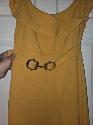 J for Justify Women's Jumper Size Large Yellow Short Sleeve Round Neck - Thumbnail 3