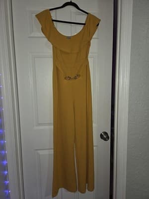 J for Justify Women's Jumper Size Large Yellow Short Sleeve Round Neck - Thumbnail 2