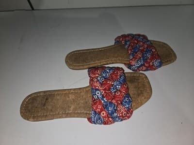 Women's Size 9 Sandals Slip On Red White and Blue Stars Stripes Patriotic - Thumbnail 4