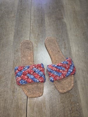 Women's Size 9 Sandals Slip On Red White and Blue Stars Stripes Patriotic - Thumbnail 3