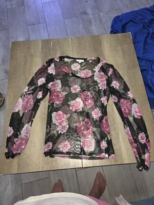 Full Circle Trends Women's Size Large Long Sleeve Crop Top Floral - Thumbnail 7