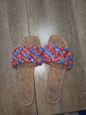 Women's Size 9 Sandals Slip On Red White and Blue Stars Stripes Patriotic - Thumbnail 2