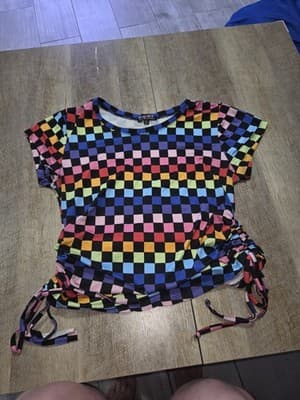 Poof New York Women's Sized Large Short Sleeve Ties On Both Sides Crop Top - Thumbnail 6