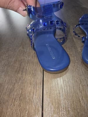 Marc Fisher Women's Blue Suede Flats Size 8.5 Studded Ankle Strap - Thumbnail 6