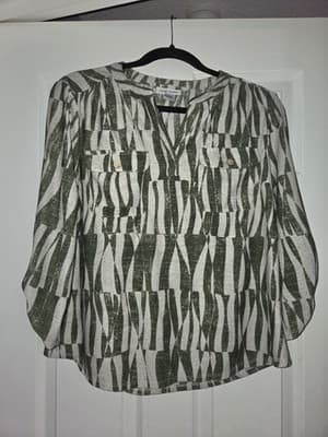 Aura Blue Blouse Women's Large Round Neck Short Sleeve Tie Boho Colorful Top - Thumbnail 2