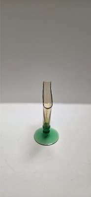 Vintage Steuben Art Glass Fan Vase 6287 Amber Optic Ribbed Pomona Green Foot Dec - Thumbnail 5