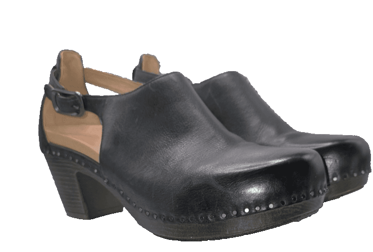 Dansko Sassy Black Leather Clogs Platform Slingback Heels Women Size US 11 EU 42