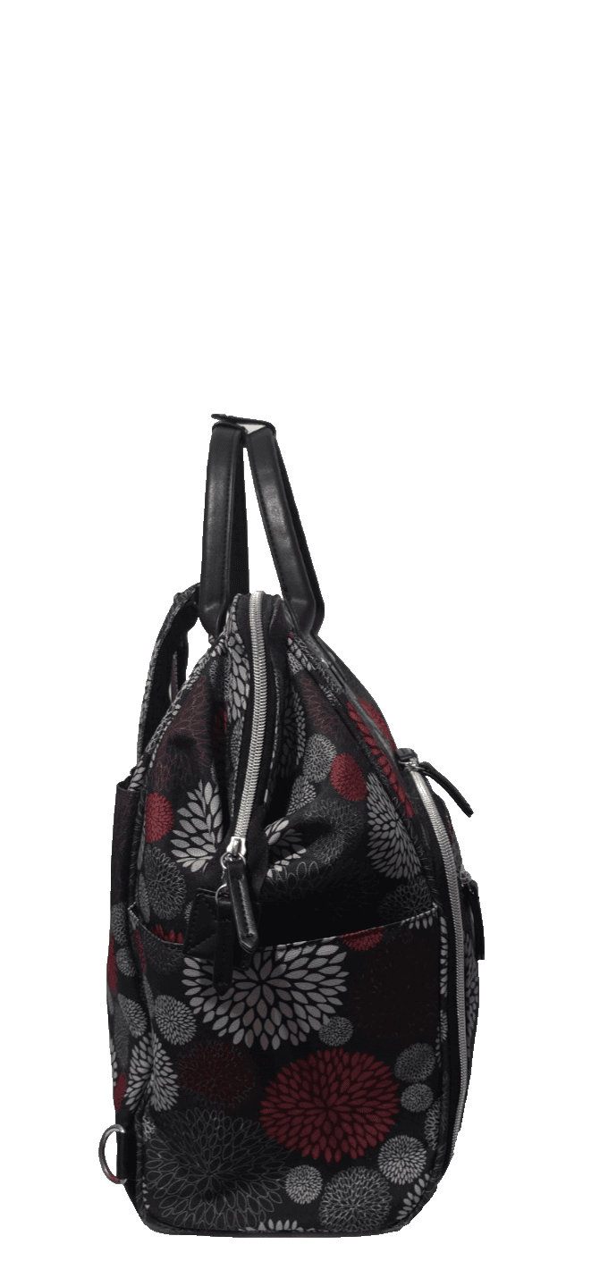 Maevn ReadyGo Clinical Backpack/Medical Tote Bag Red White Grey Floral Dhalia - Thumbnail 7