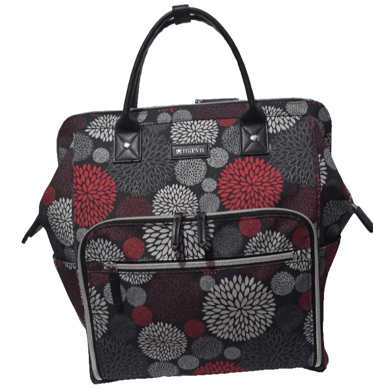 Maevn ReadyGo Clinical Backpack/Medical Tote Bag Red White Grey Floral Dhalia - Thumbnail 14
